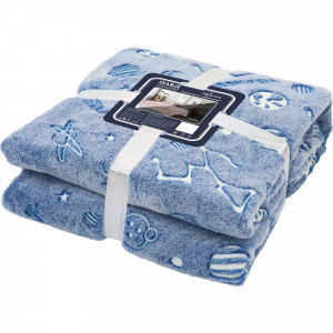 84378940 Плед «» 160x200 см фланель цвет синий Планеты