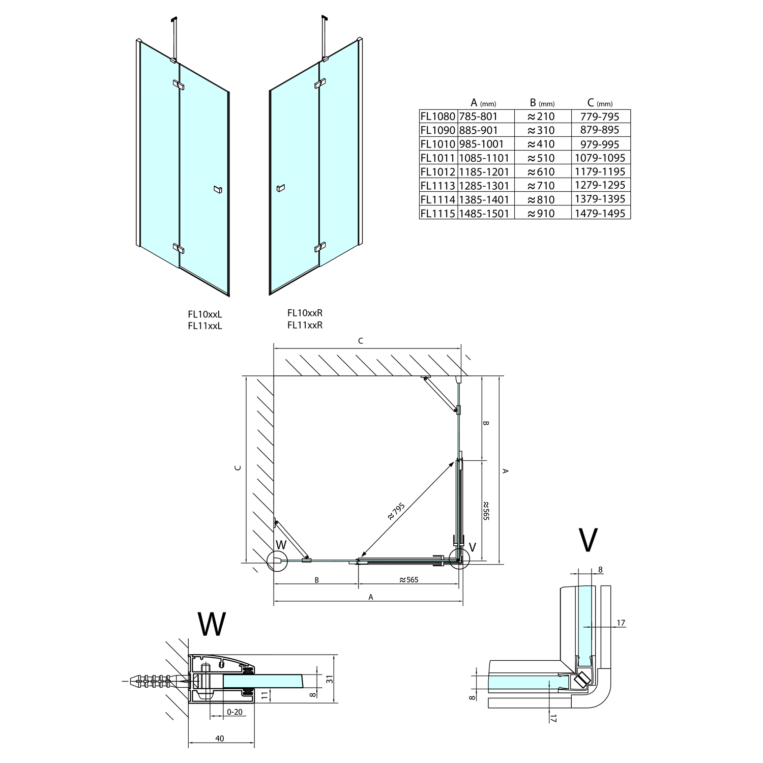 FL1113L Polysan Ширмы для душа FORTIS LINE  - Вид №1