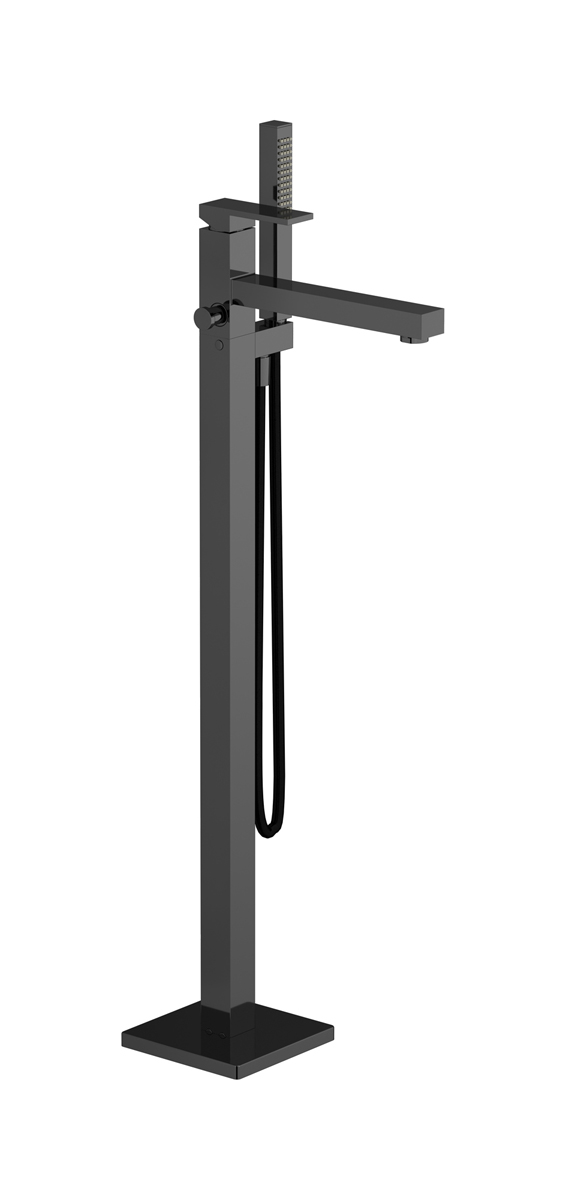 Напольный смесиель для ванны с встроенным душем. WE ARE IB ru399cf Black Chrome Rubacuori 