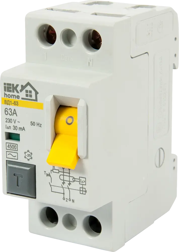 IEK Home УЗО ВД1-63 - защита от токов утечки для дома 18072601