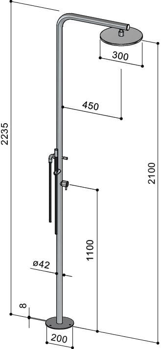 Напольная душевая колонна из нержавеющей стали Aisi 316 Fontealta Classy ARCH-00107979 - Вид №2