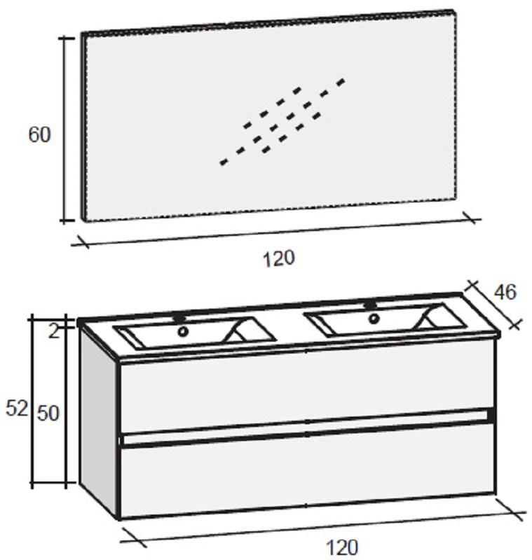 FPO120DP4S20 Комплект мебели Riho Porto Santreyd - Вид №1