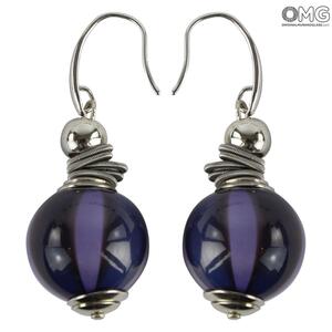 4662 ORIGINALMURANOGLASS Серьги Одиссея - Фиолетовые - муранское стекло OMG 1 см