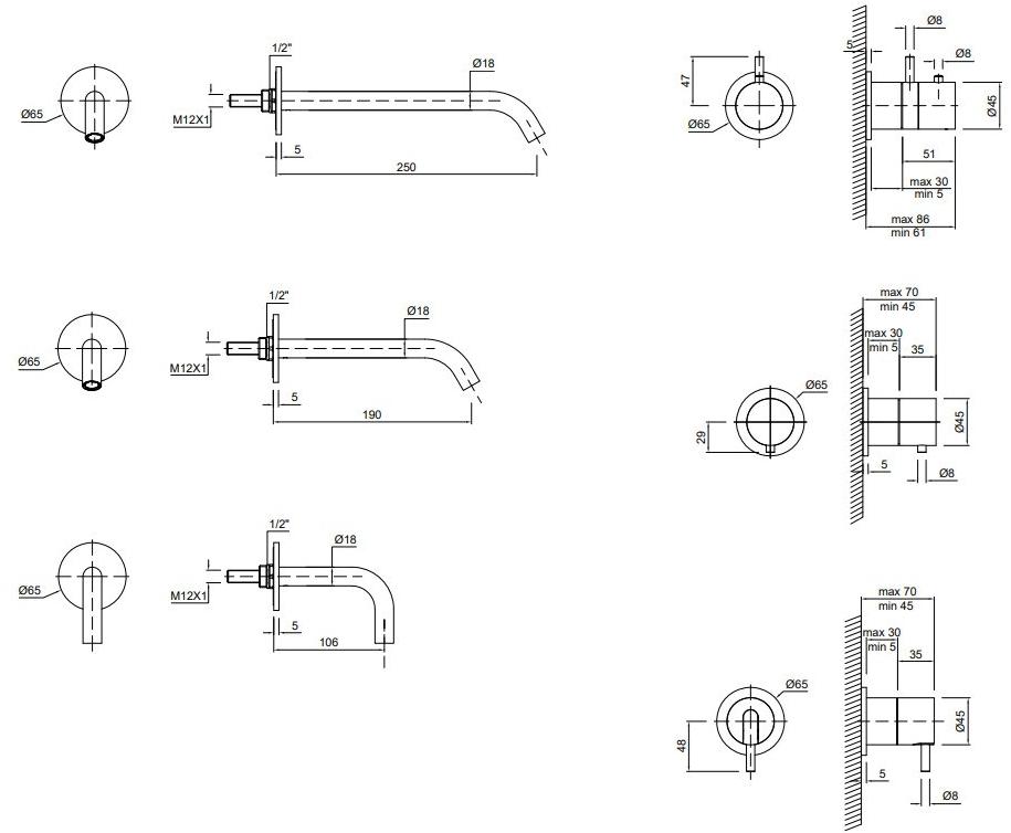 Antonio Lupi Design Настенный однорычажный смеситель для раковины на 2 отверстия из нержавеющей стали Ayati Antoniolupi sun-id-1504076 - Вид №1