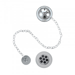 Burlington Перелив для ванны Burlington, Plug & Chain Хром с белой керамикой W3