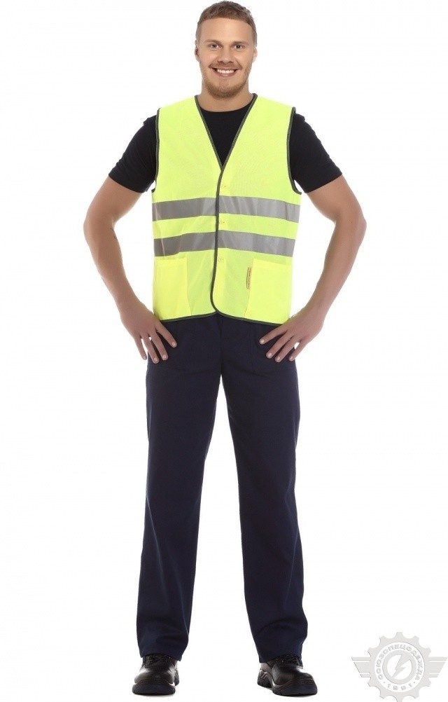 65702 Сигнальный жилет "Спектр" лимонный с СВП  Сигнальная одежда  размер 48-50 (L) Спецодежда  - Вид №5