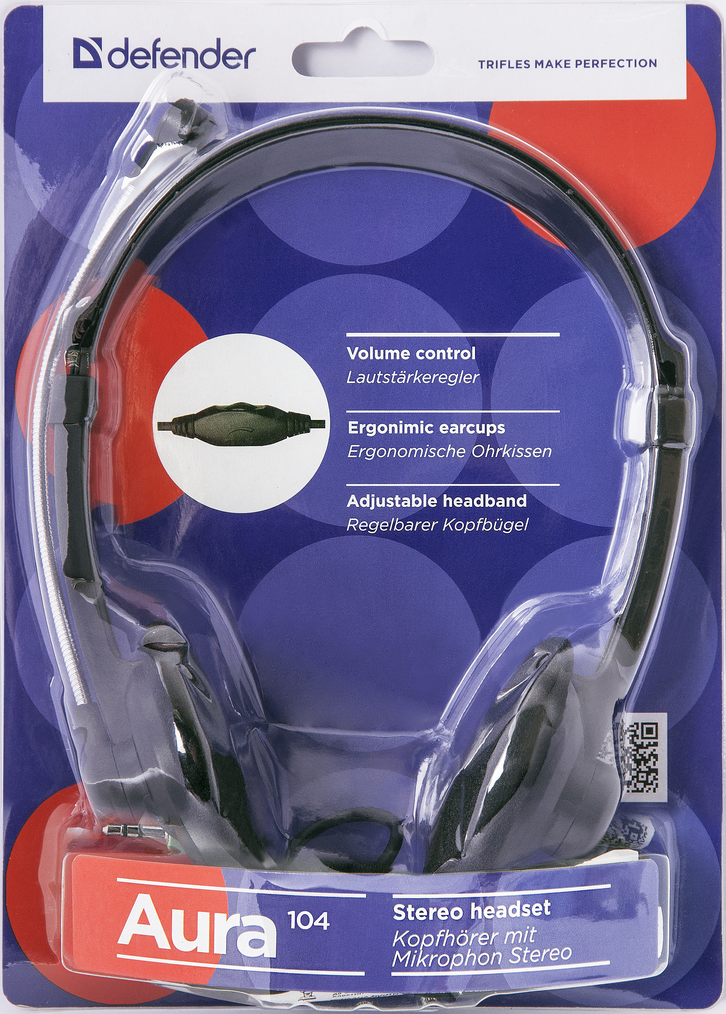 63104 компьютерная гарнитура aura 104 черный, кабель 1,8 м Defender Santreyd  - Вид №3