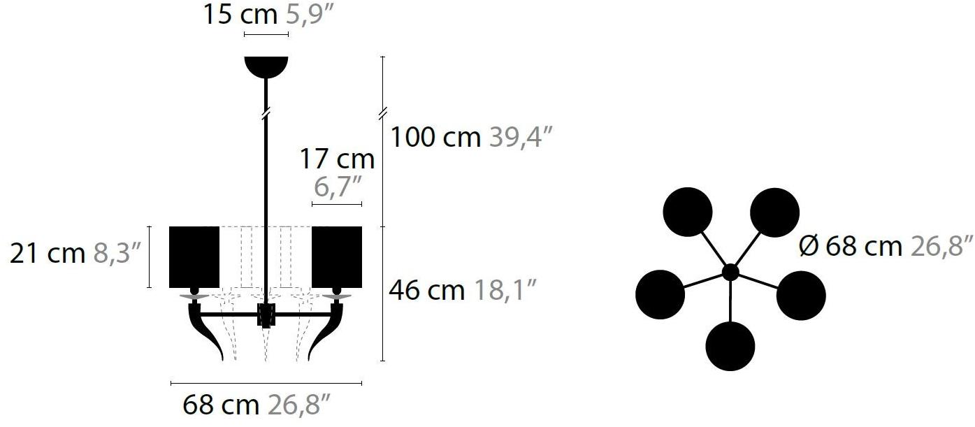 ILFARI Подвесной светильник из металла с кристаллами Loving arms 11610 - Вид №1