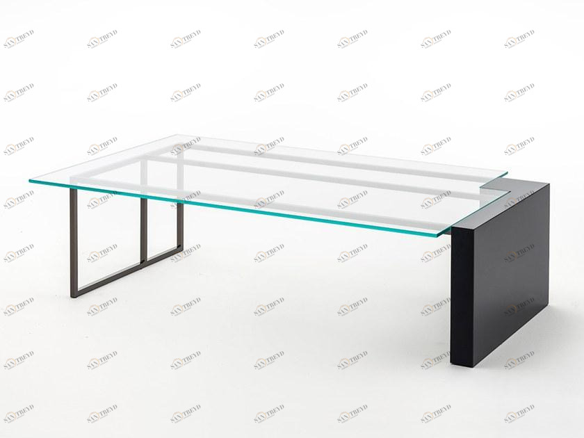 OAK Низкий журнальный столик из дерева и стекла Milano collection Sc5046-pv