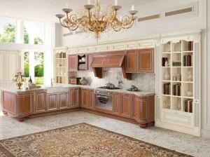 Cucine Lube Деревянная кухня с ручками с полуостровом Pantheon