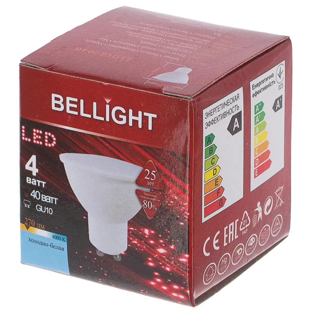 Лампа светодиодная Bellight MR16 GU10 4Вт 270 Лм свет холодный белый 18706319 STLM-2084962  - Вид №1