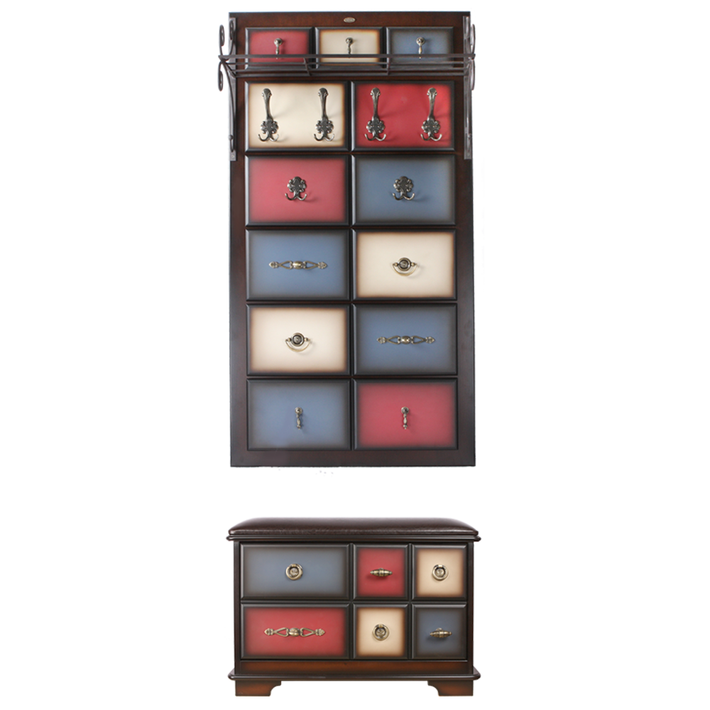 15004,11539 Настенная прихожая с обувницей Пандора 3 Mix BOGACHO 4627139505181, 4627139508717