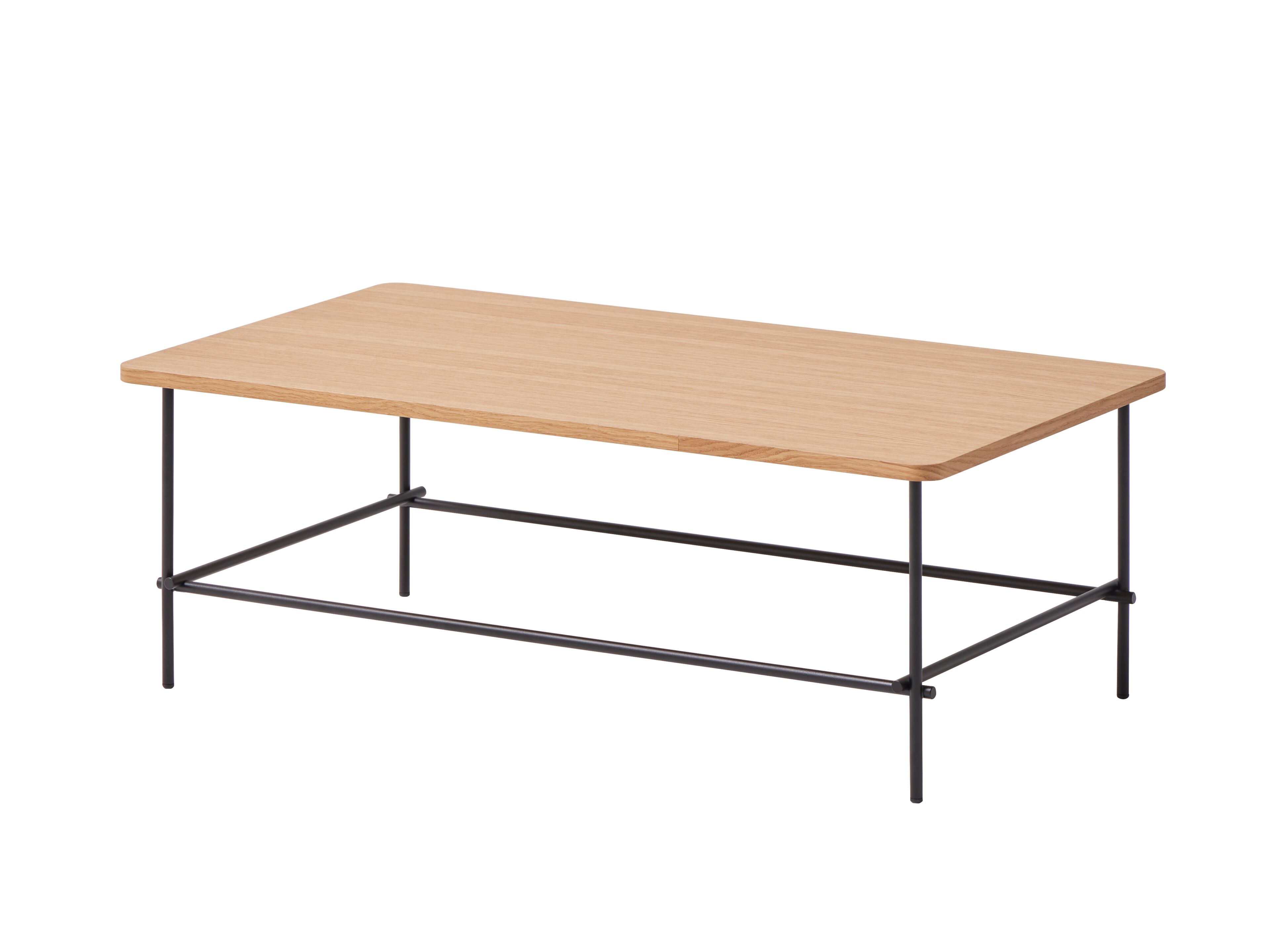 Металлический низкий прямоугольный журнальный столик с деревянной столешницей INCLASS Nuc ARCH-00055233