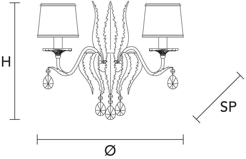 Masiero Бра с прямым светом из окрашенного металла с кристаллами Acantia sun-id-1491416 - Вид №2