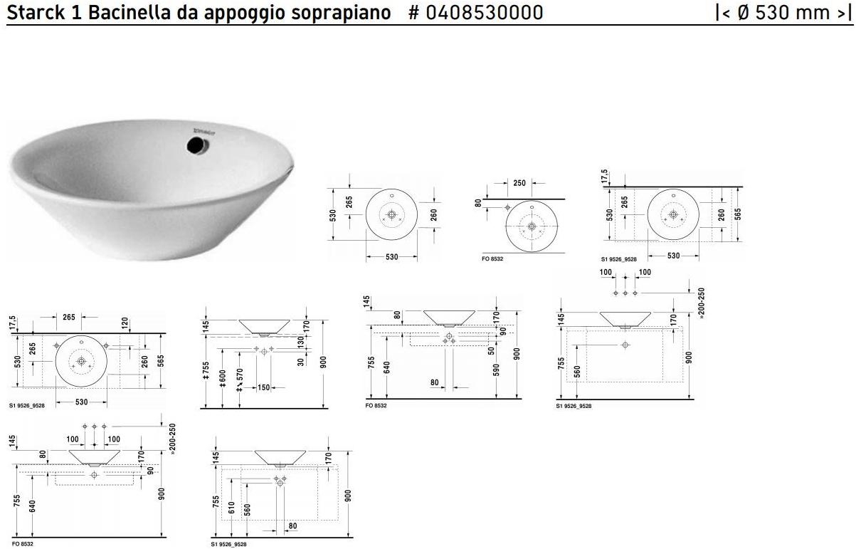 040853 Накладная раковина на столешницу  овальная Duravit Starck 1 - Вид №1