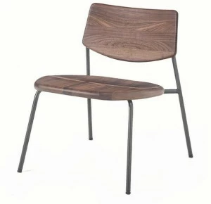 BassamFellows Штабелируемое кресло из нержавеющей стали и дерева Pipe Cb-584