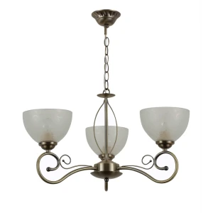 Люстра подвесная Loren, 3 лампы, 8 м², цвет античная бронза/белый