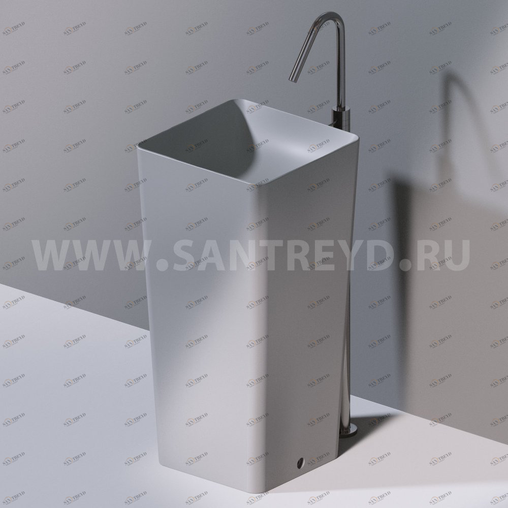 L506T0R0VT130 Раковина напольная ELITE SQUARE 420х420х870 мм без отверстия под смеситель Серый матовый AeT ITALIA