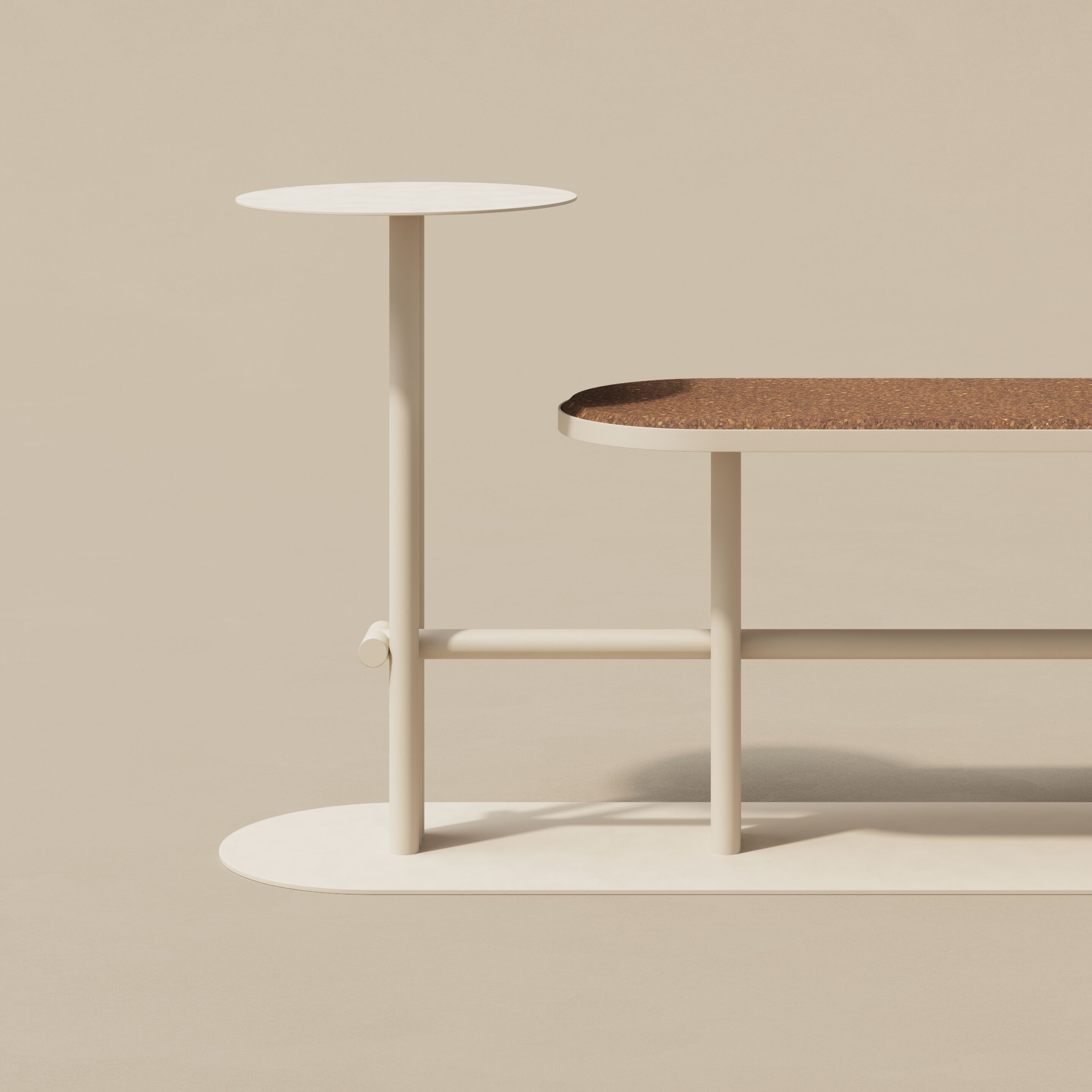 Стальная и пробковая садовая скамейка с журнальным столиком Joyf точка ARCH-00150615 - Вид №1