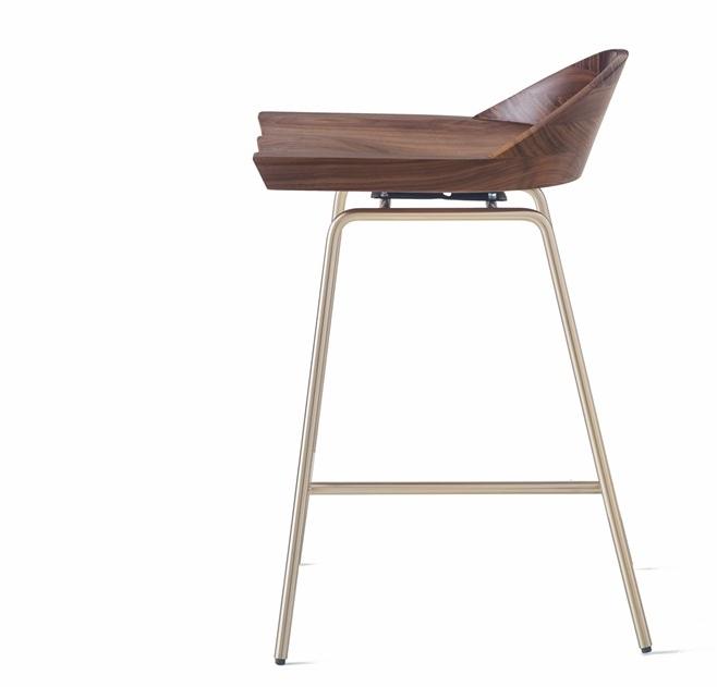 BassamFellows Табурет из стали и дерева со спинкой Spindle Cb-282 - Вид №2