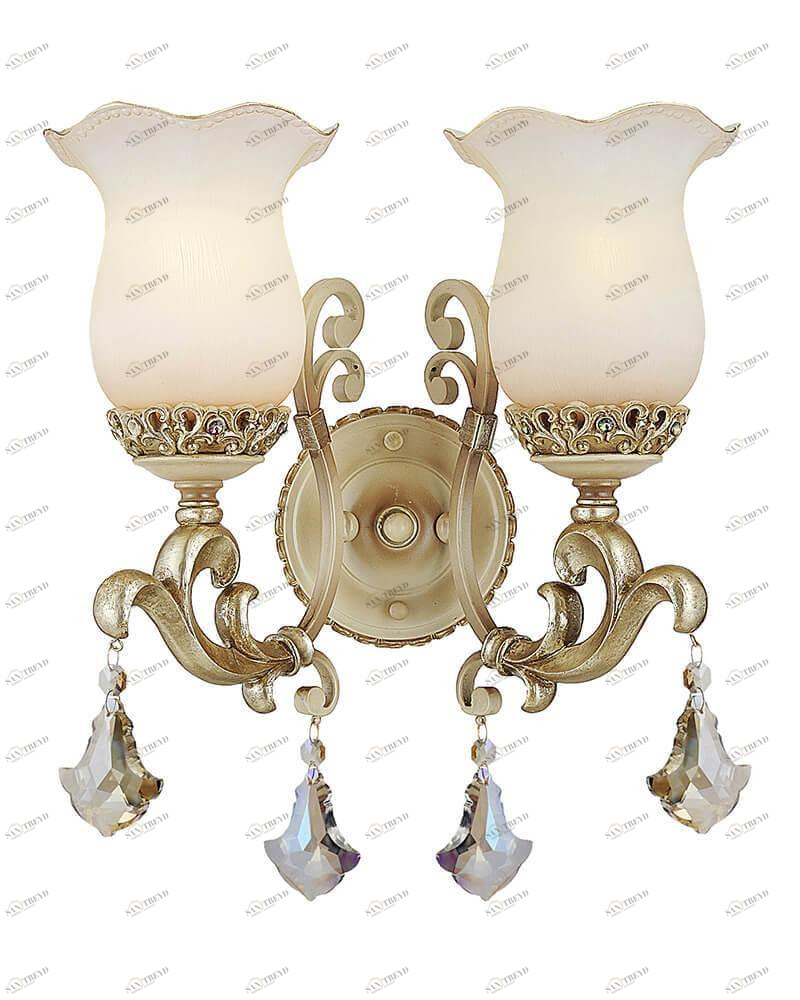 Бра со стеклянными плафонами на 2 лампы бежевое "Севил" 37286.02.30.02 LUMIEN HALL ФЛОРИСТИКА 00-3931609 Бежевый;золото;прозрачный 