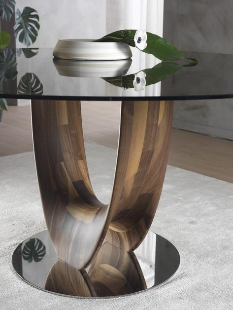 Pacini & Cappellini Круглый стол из дерева и стекла  5494  - Вид №3