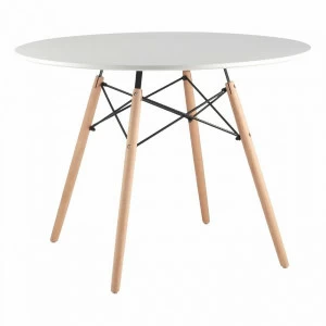Обеденный стол круглый белый 100 см с деревянными ножками Eames DSW EAMES EAMES DSW 00-3881919 Белый