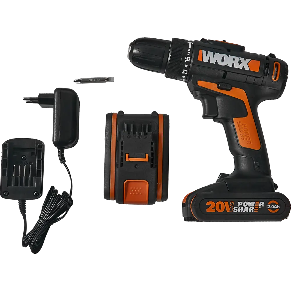 Дрель-шуруповерт аккумуляторная Worx WX101.1, 20 В Li-ion 2x2Ач 82634260 STLM-2209265  - Вид №4