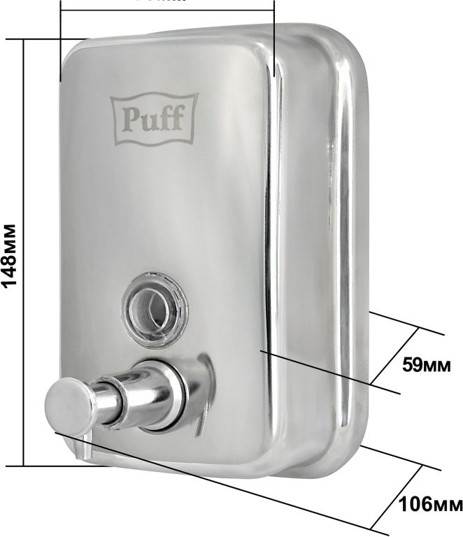 1402.098 Дозатор для жидкого мыла из нерж стали антивандальный 8605 PUFF  - Вид №8