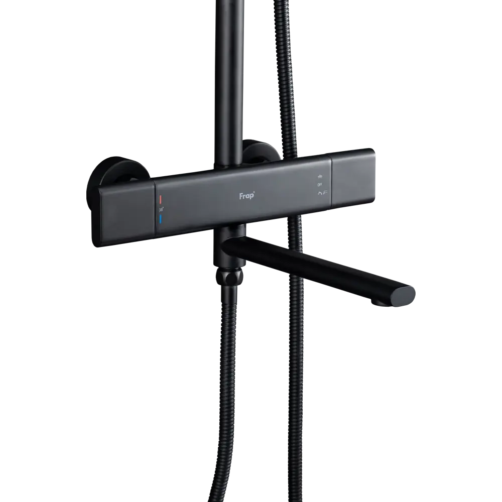 Душевая система FRAP Arne с термостатом - черный хром 89370460 STLM-1390681 - Вид №5