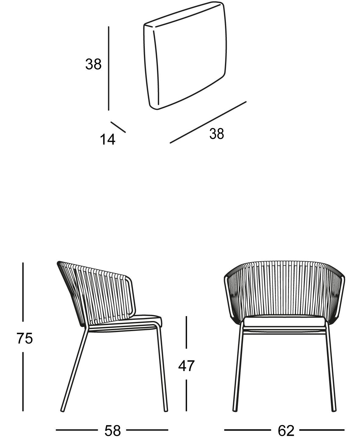 Металлический стул и морской канат с подлокотниками S-CAB Лиза ARCH-00017230 - Вид №17