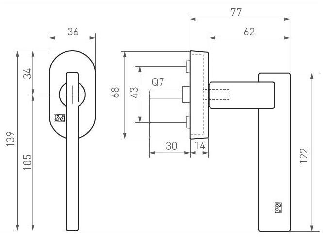 Dauby Оконная ручка из бронзы Pure® 16921 - Вид №1