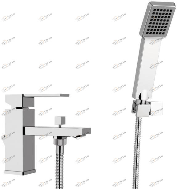 Remer Rubinetterie Смеситель для раковины / ванны на одно отверстие с переключателем и ручным душем Qubika Q03