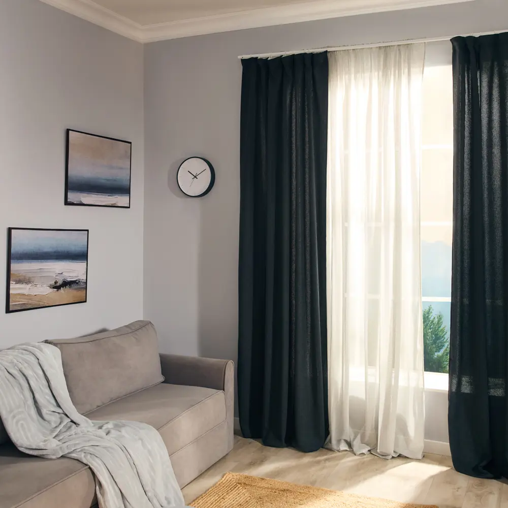 Штора Inspire Kirov на ленте 140x280 см темно-синяя 88935301 STLM-1458747 - Вид №5