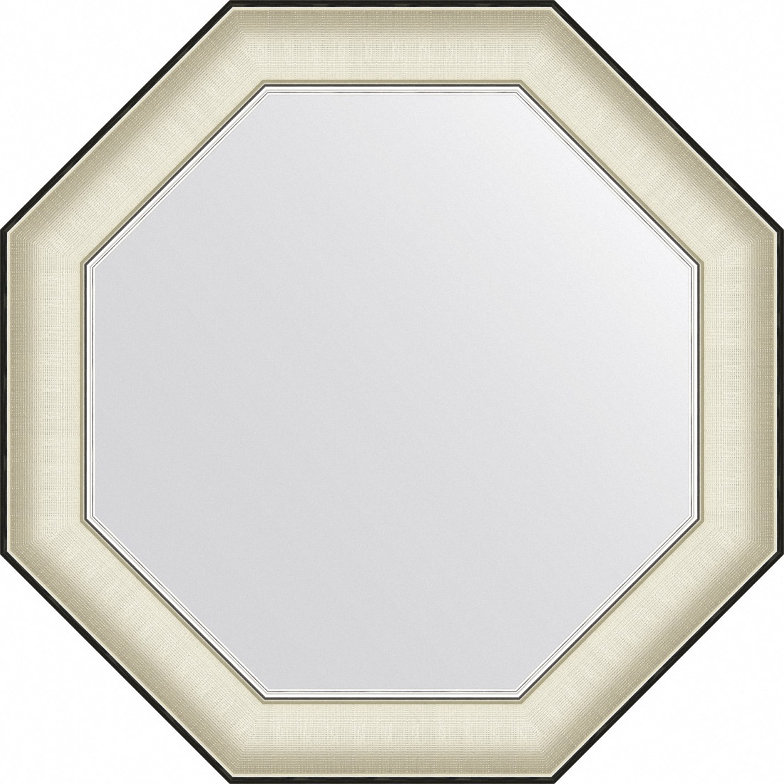 BY 7440 Зеркало в багетной раме - белая кожа с хромом 78 mm EVOFORM Octagon