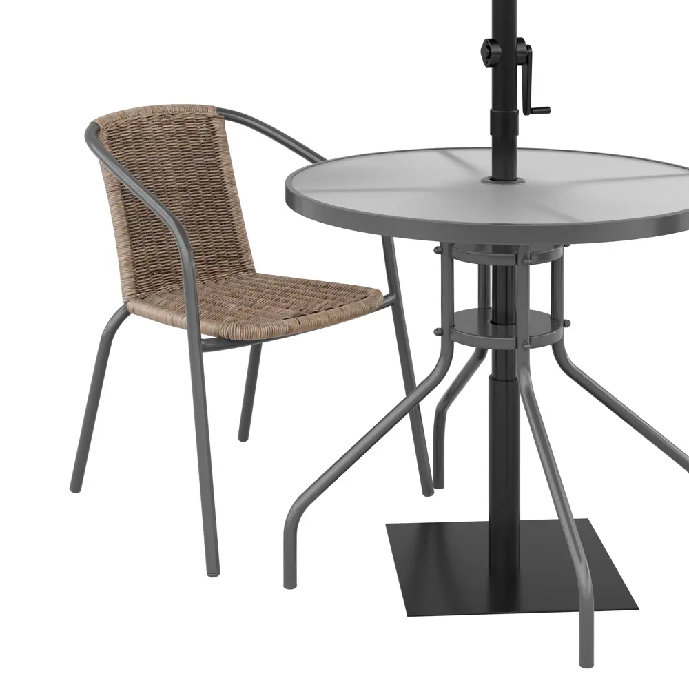 Стол садовый Santreyd Alma круглый 80 см серый сталь/стекло 82232543 STLM-0022455 - Вид №3