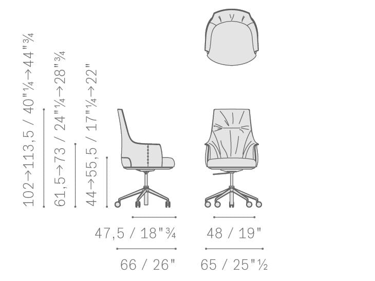 Кожаный офисный стул с высокой спинкой Poltrona Frau офис-офисные кресла ARCH-00090624 - Вид №6