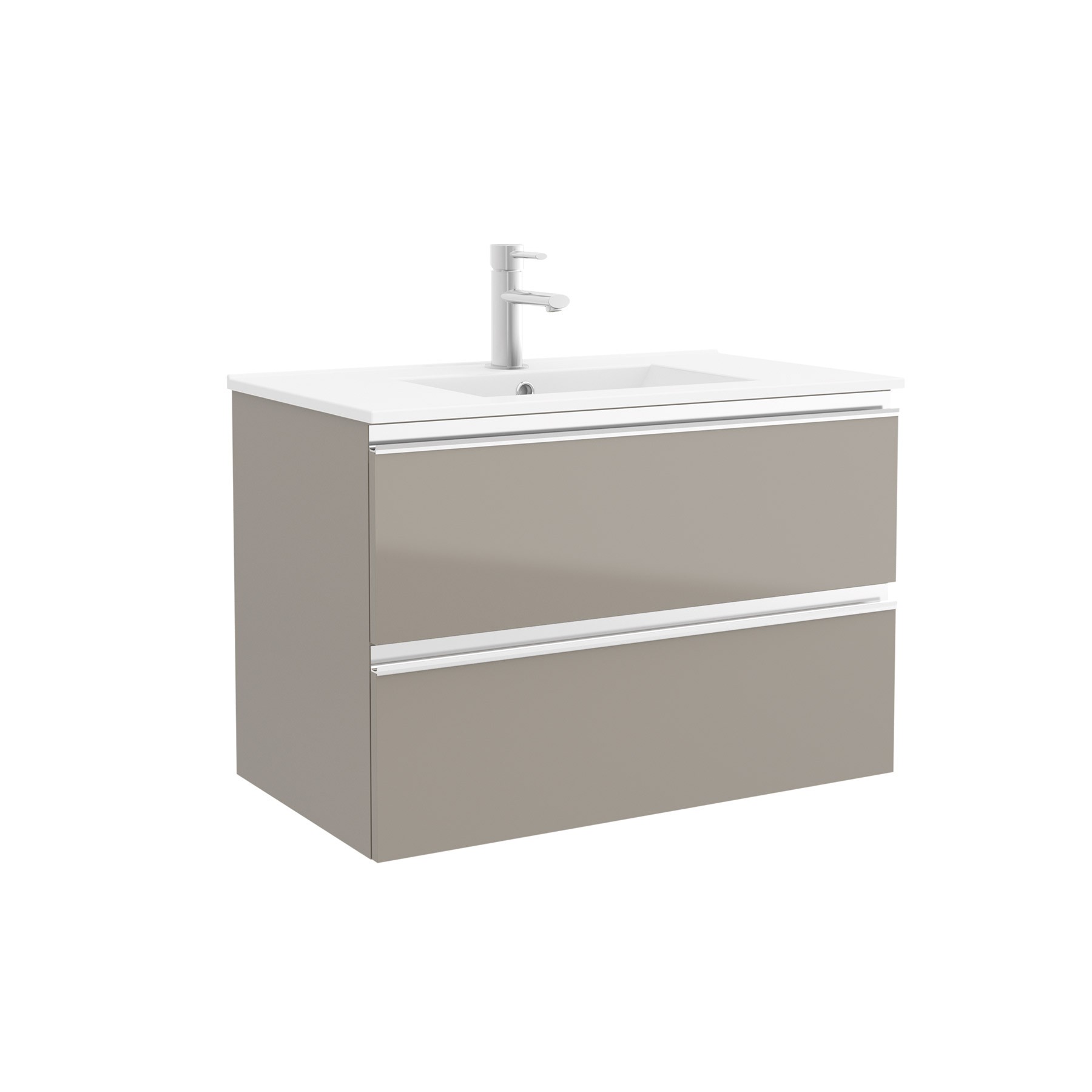 26636 SALGAR Мебель для умывальника SPIRIT 800 2 металлических ящика GLOSS TAUPE 797 x 540 x 450 мм Глянцево-серо-коричневый - Вид №1