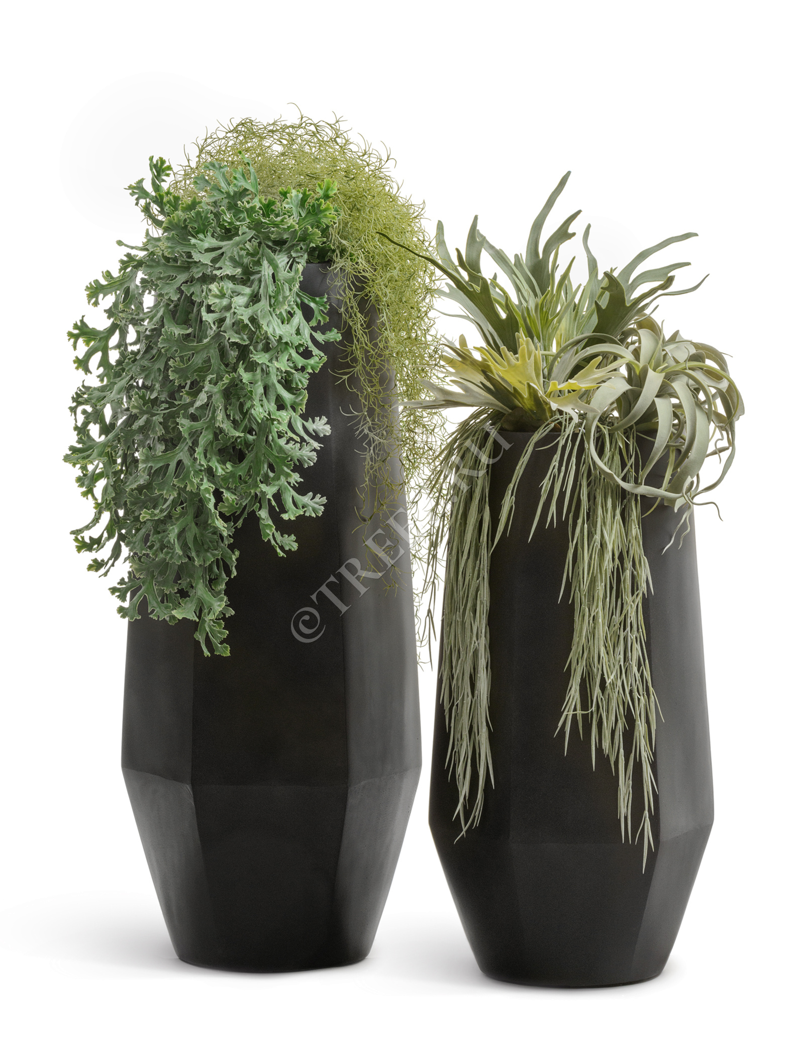 41.3321-08-048-BLCK-097 Кашпо  Effectory - серия Crystal - Высокий многогранник - Антрацит Цветочная коллекция  - Вид №6