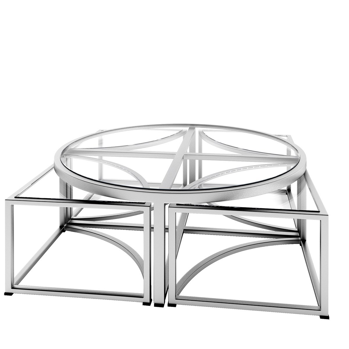 Журнальный столик со стеклянной столешницей 95х95 хром Majestic DELIGHT COLLECTION  00-3882220 Прозрачный;хром  - Вид №2