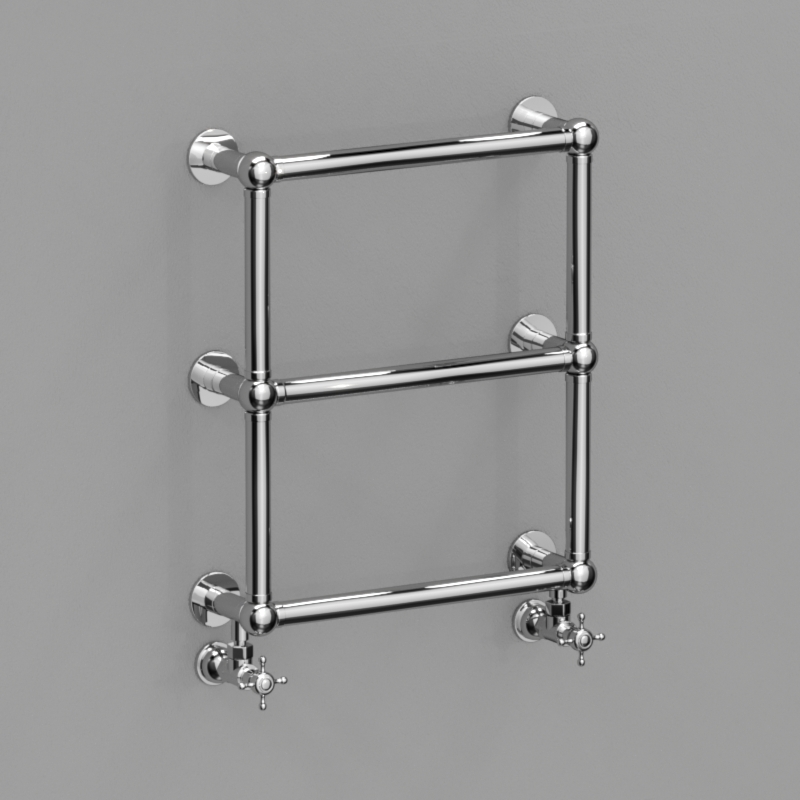 738790 Полотенцесушитель настенный в комплекте с вентилями из латуни, цвет Хромированный Kerasan RETRO Италия 