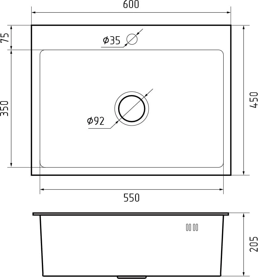 Кухонная мойка Нержавеющая сталь METAL S564 GranFest 6045-S564 - Вид №1