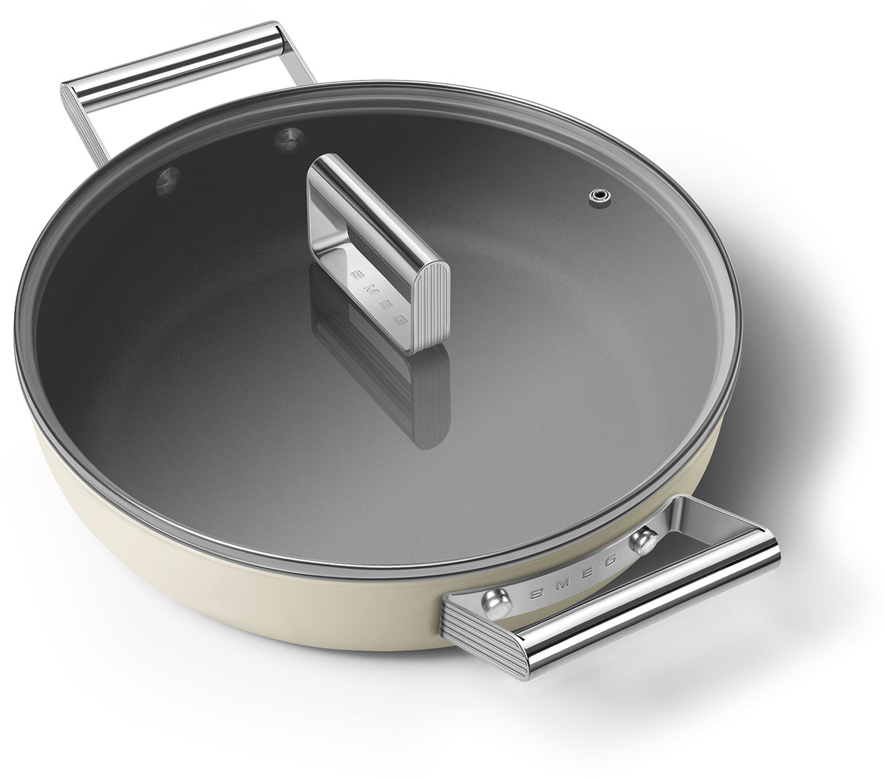 CKFD2811CRM Посуда / глубокая сковорода с двумя ручками и крышкой, 28 см, кремовая SMEG  - Вид №7