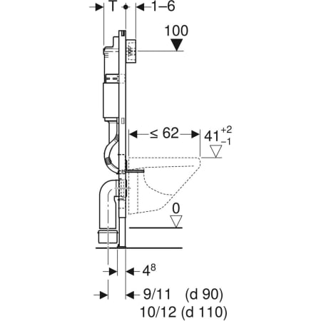 458.133.21.1 Инсталляция Geberit Duofix для подвесного унитаза, 112 см, со смывным бачком скрытого монтажа Delta 12 см, смывная клавиша Delta20 Geberit  - Вид №3