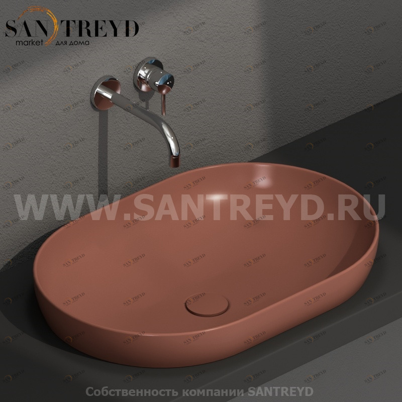 B6O61MT Встроенная раковина под столешницу овальная Ceramica Globo T-EDGE