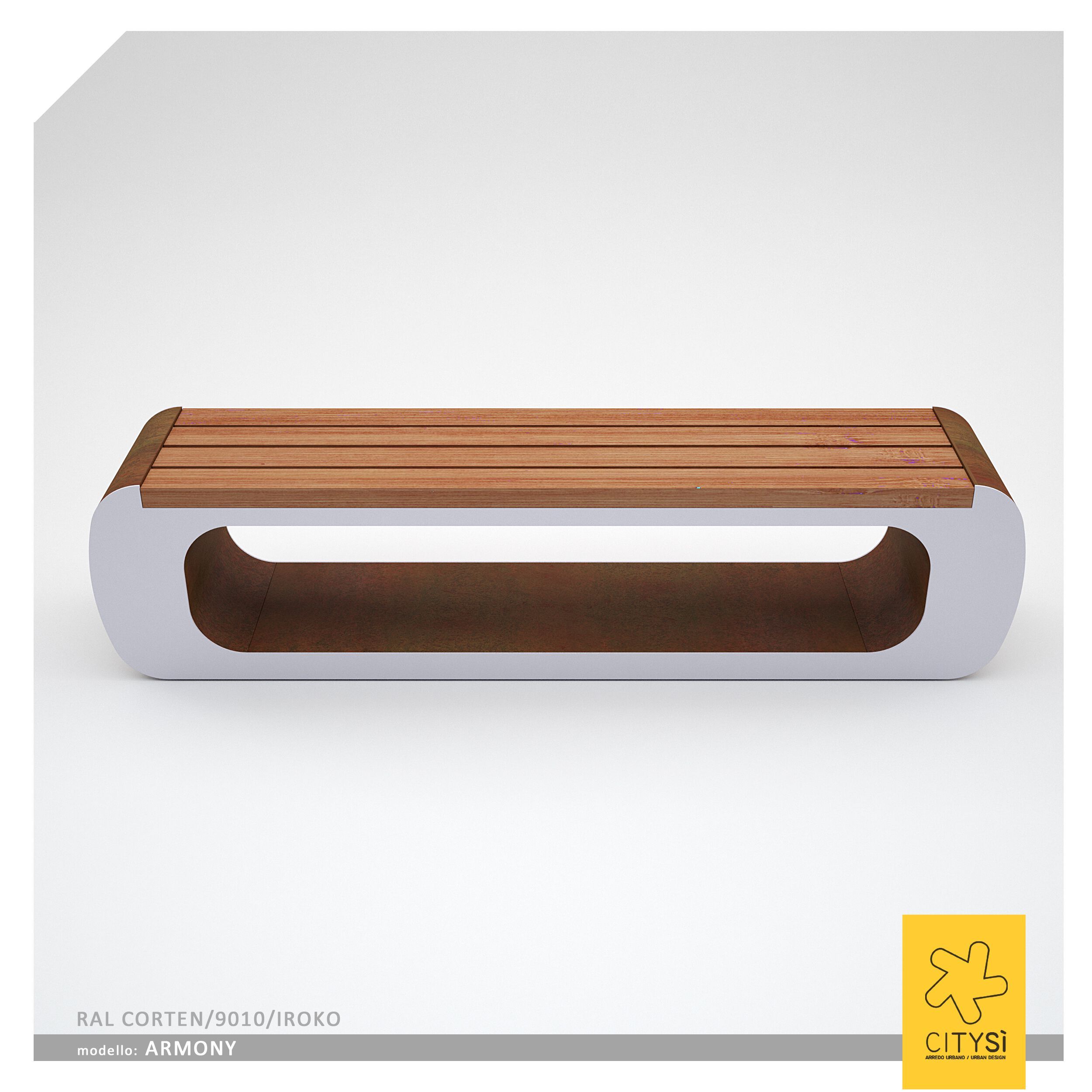Стальная и деревянная скамья без спинки CITYSì ARMONY ARCH-00045270 - Вид №1