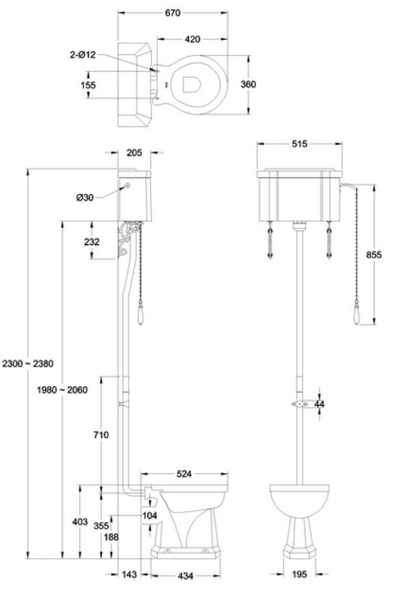 Напольный туалет с внешней кассетой Burlington На заказ ARCH-00007102 - Вид №3