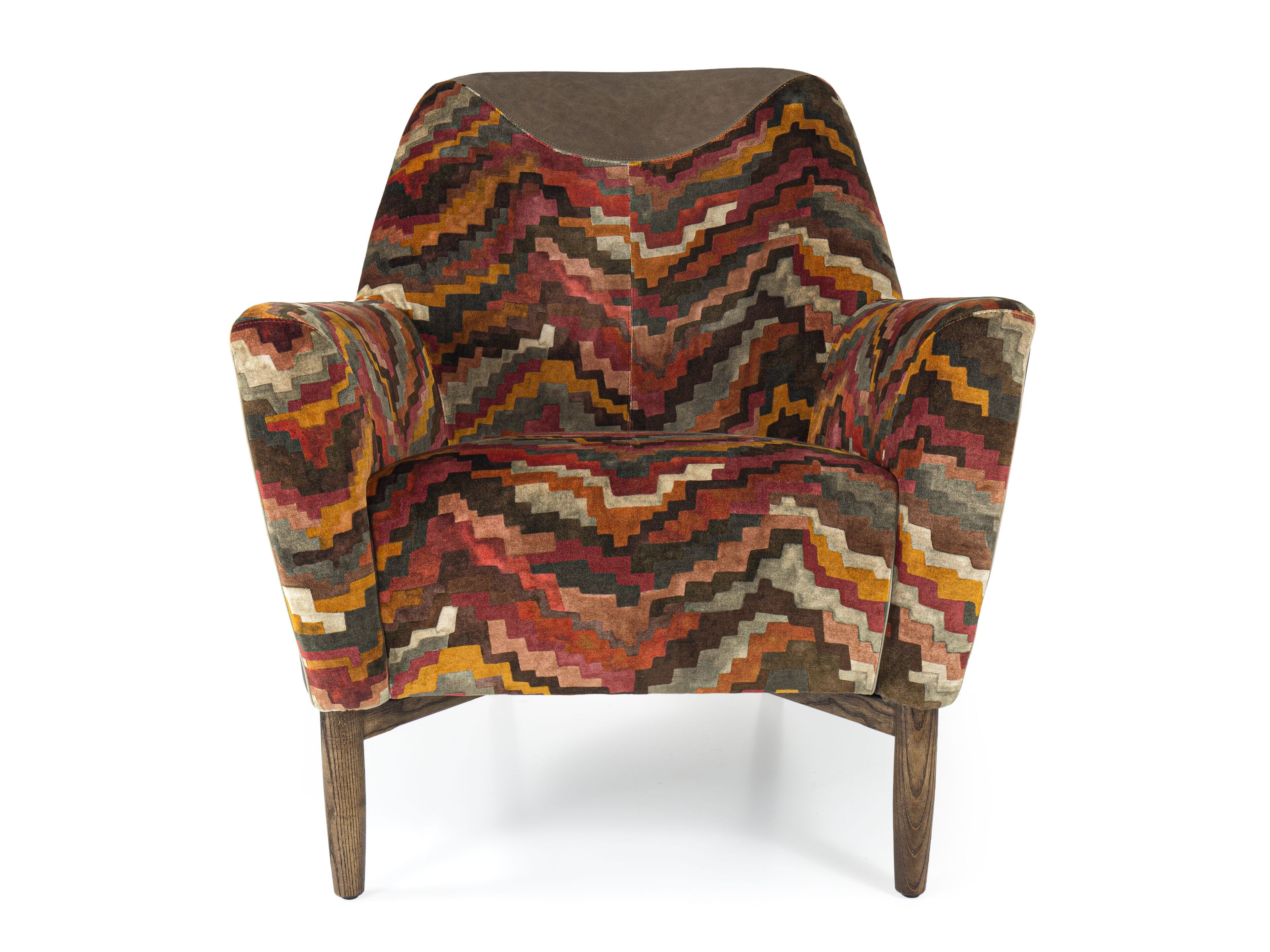 Кожаное и тканевое кресло с подлокотниками Borzalino EVE PLUS ARCH-00129537