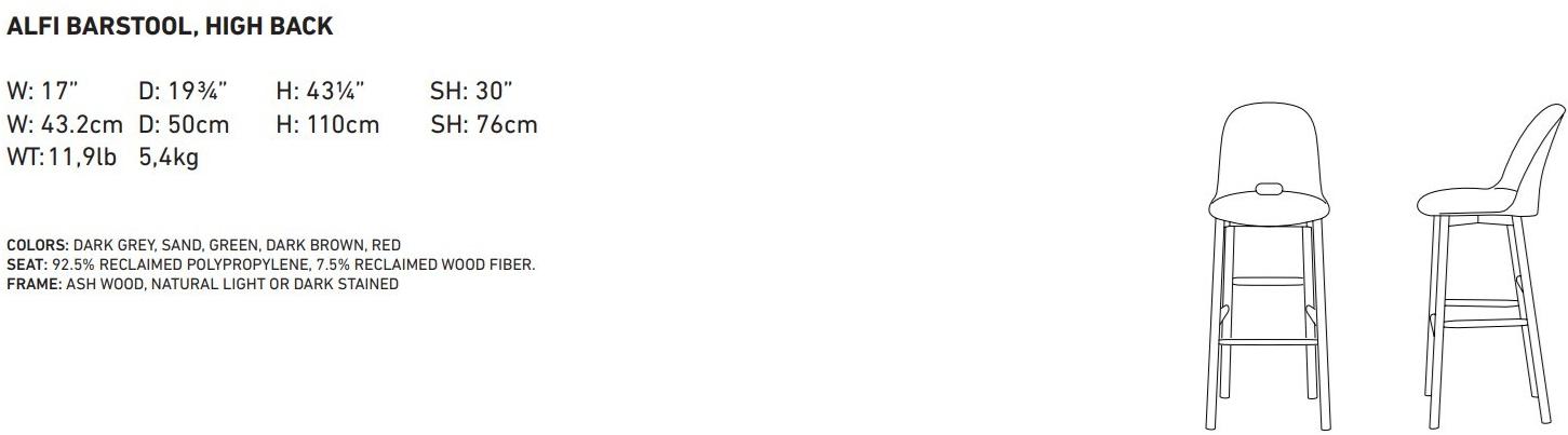 Emeco Высокий табурет со съемным чехлом из ткани со спинкой Alfi sun-id-1410519 - Вид №5