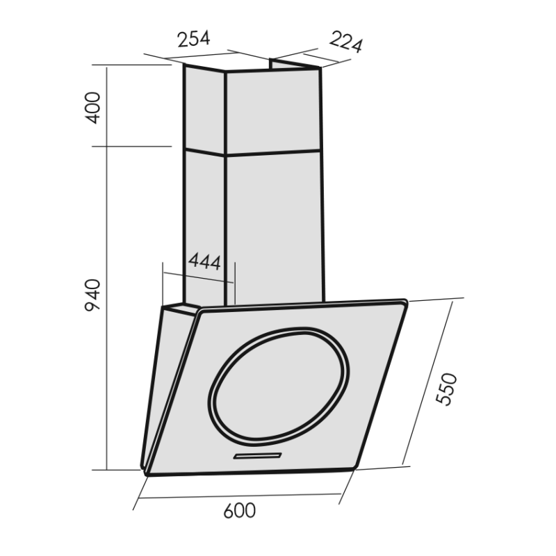 8130135 Вытяжка наклонная MBS TREVESIA 160 GLASS черный/черный STDN-0056131 - Вид №11
